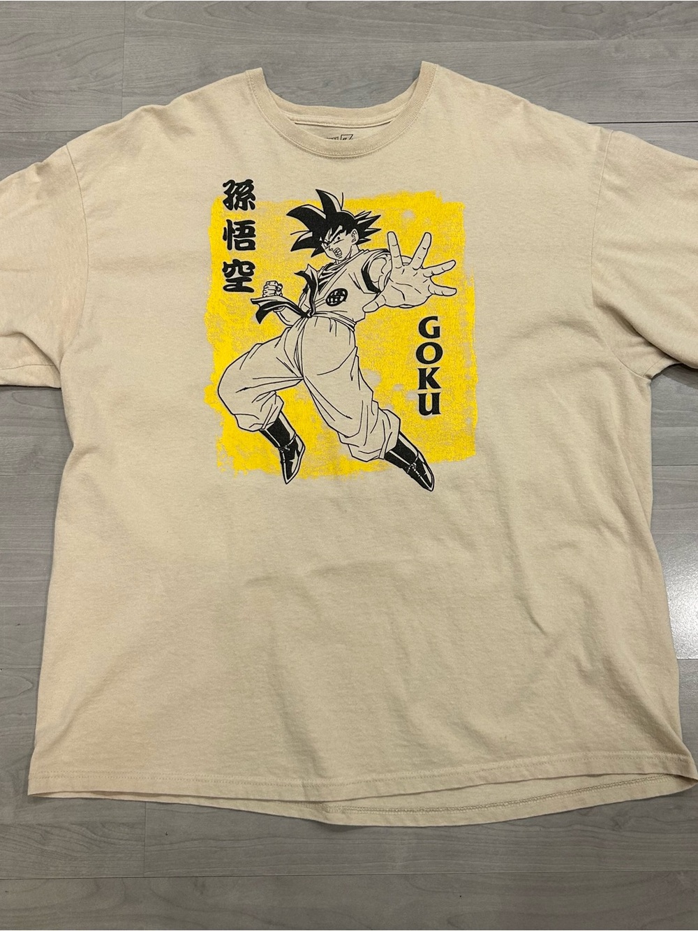 Dragon Ball Z DBZ Goku Graphic T Shirt Toei Animation Beige Anime Tee Mens 2XL